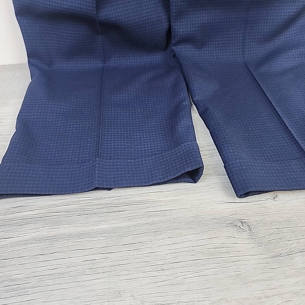 Ralph Lauren Mens Blue Micro Check Pleated Dress Pants 36 x 32 Stretch Trousers - Picture 7 of 13
